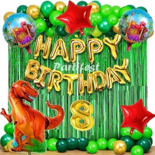 Parti Station Dinazor 8 Yaş Balon Seti Dinosaur Konsept Helyum Balon Set Şimşek Dinazor Doğum Günü Set