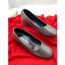 Çiğdem Kundura Kalın Topuklu Klasik Babet Ayakkabı ( A1F ) - Gri - 40 - ST00649-GRİ-40