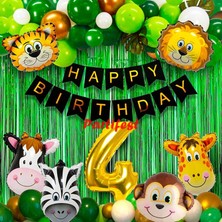 Parti Station Safari Hayvanlar 4 Yaş Balon Set Safari Konsept Helyum Balon Set Safari Doğum Günü Set