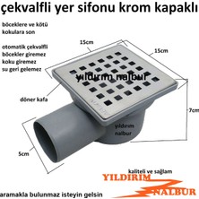 Yıldırım Nalbur Yer Sifonu 10X10X50 Krom Kapak Çekvalfli Banyo Balkon Gideri Yersifon