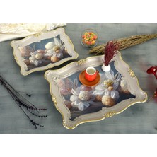 Zucci Sultan Tepsi Set 2li- Beyaz Çiçek