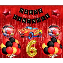 Parti Station Arabalar 6 Yaş Balon Seti Cars Konsept Helyum Balon Set Şimşek Mcqueen Doğum Günü Set