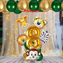 Parti Station Safari Hayvanlar 8 Yaş Balon Set Safari Konsept Helyum Balon Set Safari Doğum Günü Set