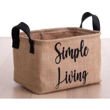 Prendi Home Jüt Kumaş Simple Living Baskılı Dikdörtgen Sepet 14X25X18