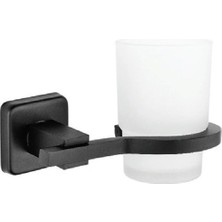 Sas Haus Kare Serisi Mat Siyah Cam Premium Diş Fırçalık D-003