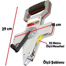 Badem10 Saplı Sarma Kollu Arazi Şerit Metre 30 Metre x 12.5 mm Uzunluk Ölçü Çelik Metre