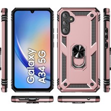 Eabhulie Samsung Galaxy A34 Için Halka Tutuculu Çift Katmanlı Telefon Kılıfı - Rose Gold (Yurt Dışından)