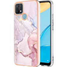 Eabhulie Oppo A15 / A15S Için Mermer Şık Desenli Tpu Tampon Telefon Kılıfı - Rose Gold (Yurt Dışından)