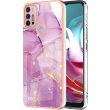 Eabhulie Motorola Moto G30 / G20 / G10 / G10 Power Için Mermer Şık Desenli Tpu Tampon Telefon Kılıfı - Pembe (Yurt Dışından)