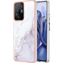 Eabhulie Xiaomi 11T / 11T Pro Için Mermer Şık Desenli Tpu Tampon Telefon Kılıfı - Beyaz (Yurt Dışından)