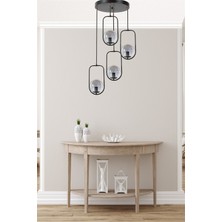 Lumexx Ahu 4 Lü Tepsili Füme Camlı Siyah Sarkıt