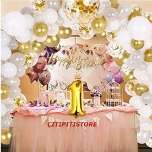 Çıtı Pıtı Store Beyaz Gold Balon Seti