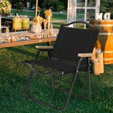 Enjoybuy Taşınabilir Kamp Katlanır Sandalye, Ağır Hizmet Rahat Istikrarlı Pratik Yürüyüş Siyah Büyük (Yurt Dışından)