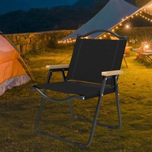 Enjoybuy Taşınabilir Kamp Katlanır Sandalye, Ağır Hizmet Rahat Istikrarlı Pratik Yürüyüş Siyah Büyük (Yurt Dışından)