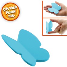 Badem10 Kelebek Çocuk Bebek Genç Odası Çekmece Dolap Kapak Kulpu Kulbu Plastik Mat Mavi Kulp 32 mm