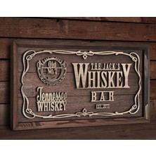 Bk Gift Özel Yapım Isimli Kabartma Figür Temalı Meşe Ağacı Ahşap Bar Tablosu, Ev Dekorasyonu, Duvar Dekoru, Bar Tablo-6