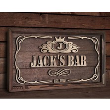 Bk Gift Özel Yapım Isimli Kabartma Figür Temalı Meşe Ağacı Ahşap Bar Tablosu, Ev Dekorasyonu, Duvar Dekoru, Bar Tablo-4