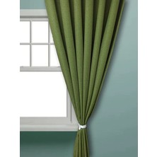 Ran Perde Düz Hasır Modern Keten Fon Perde - Fıstık Yeşili - Pilesiz YSL1000