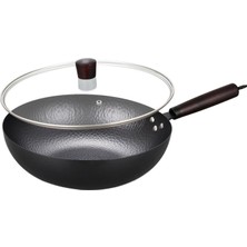 Enjoybuy Wok Pan Gaz Pişirme Wok Dayanıklı Yapışmaz Kaplama 32cm Evrensel Yapışmaz Wok Petek Kapağı İle (Yurt Dışından)