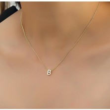 Bigakan B Harfı Gümüş Kolye Altın Kaolama Harf Kolye