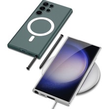 Apsuwa Samsung Galaxy S23 Ultra Kılıf Kıpta Magsafe Silikon + Ekran Koruyucu Nano Ped