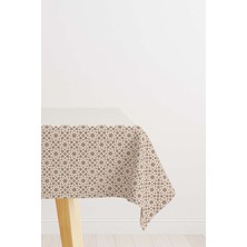 Cango Home Kahverengi Krem Ramazan Temalı Dekoratif Desenli Dijital Baskılı Masaörtüsü CGH1320-MS