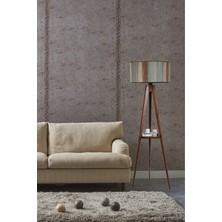 Lumexx Sehbalı Tripod Lambader Ceviz Silindir Renkli Abajurlu