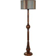 Lumexx Pırıl Ceviz Lambader Silindir Renkli Abajurlu