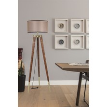 Lumexx Stil Ceviz Lambader Silindir Koyu Hasır Abajurlu