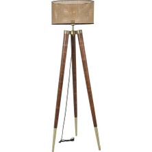 Lumexx Stil Ceviz Lambader Silindir Rattan Abajurlu