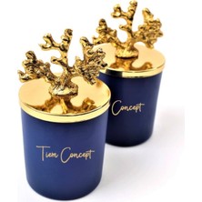 Tiem Concept Dekoratif Özel Tasarım Gold Mercan Tepelikli Okyanus Kokulu 2li Bardak Mum Seti