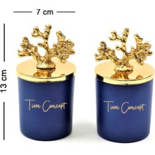 Tiem Concept Dekoratif Özel Tasarım Gold Mercan Tepelikli Okyanus Kokulu 2li Bardak Mum Seti