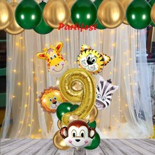 Parti Station Safari Hayvanlar 9 Yaş Balon Set Safari Konsept Helyum Balon Set Safari Doğum Günü Set