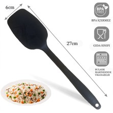 Viarella Yanmaz Yapışmaz Silikon Spatula Yassı Kaşık Seti 6lı Siyah 27cm