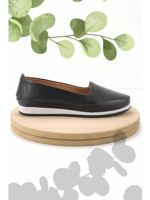 Bambi Siyah Leather Kadın Espadril K01582301303