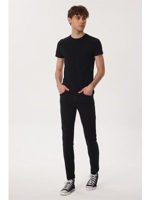 Lee Cooper Twingo 1 Erkek %100 Pamuk O Yaka Pike T-Shirt Siyah