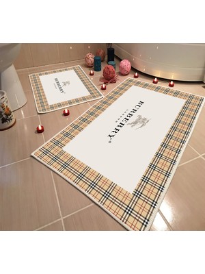 Modern Home Dot Taban Banyo Paspası İkili Takım Dijital Baskı Yıkanabilir Kaymaz Taban