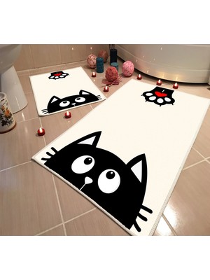 Modern Home Dot Taban Banyo Paspası İkili Takım Dijital Baskı Yıkanabilir Kaymaz Taban