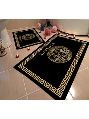 Modern Home Dot Taban Banyo Paspası İkili Takım Dijital Baskı Yıkanabilir Kaymaz Taban