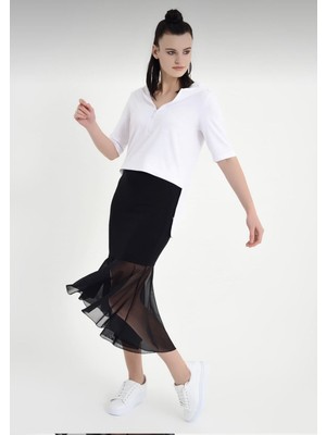 Laranor Tül Detay Etek 46 - Siyah