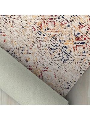 Carpettex Iskandinav Eskitme Kilim Desenli Bej Krem Halı Kaymaz Taban Makinada Yıkanabilir