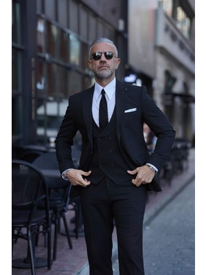 Fc Plus DÜZ YELEKLİ SİYAH TAKIM ELBİSE