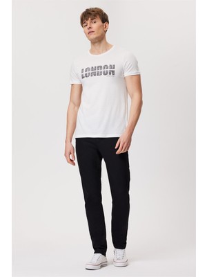 Lee Cooper Pers Erkek %100 Pamuk O Yaka T-Shirt Off White