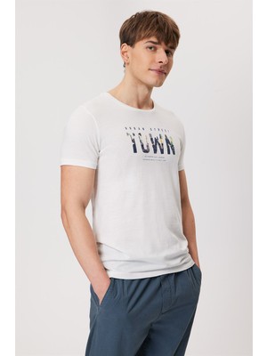 Lee Cooper Town Erkek O Yaka T-Shirt Off White