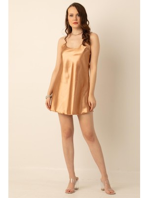 Miorre Ince Askılı Mini Saten Gecelik