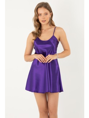 Miorre Kadın İnce Askılı Mini Saten Gecelik Şık Tasarım ile Yumuşak Dokulu