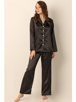 Doremi Kadın Uzun Kollu Saten Pijama Takımı