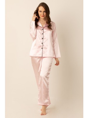 Doremi Uzun Kollu Pembe Saten Pijama Takımı Şık Tasarım ve Rahatlık