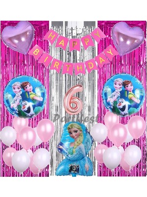 Parti Station Frozen Elsa 6 Yaş Balon Seti Karlar Ülkesi Konsept Helyum Balon Set Frozen Elsa Doğum Günü Set