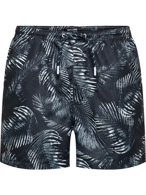 Only & Sons Ted Lıfe Swım Short Leafes Aop Erkek Lacivert Şort 22025383-04